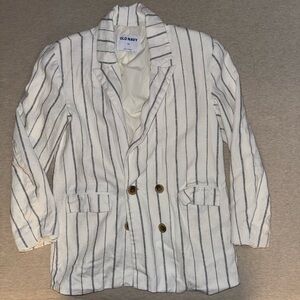 Pinstriped Linen-Look Blazer Jacket – Women’s XS